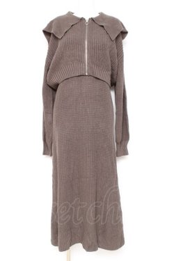 画像1: axes femme / ジップ付きニット×ニットワンピース F チャコール Y-26-02-19-127-AX-OP-SZ-ZY