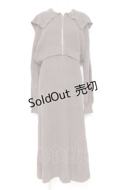 画像1: axes femme / ジップ付きニット×ニットワンピース F チャコール Y-26-02-19-127-AX-OP-SZ-ZT0303T