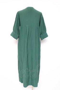 画像2: axes femme POETIQUE / フラワー刺繍エンパイアワンピース M グリーン Y-26-02-19-129-AX-OP-SZ-ZY