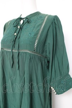画像3: axes femme POETIQUE / フラワー刺繍エンパイアワンピース M グリーン Y-26-02-19-129-AX-OP-SZ-ZY