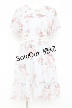 画像1: axes femme POETIQUE / 花柄スカラップ襟半袖ワンピース Ｍ サックス Y-26-02-19-130-AX-OP-SZ-ZY