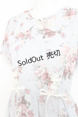 画像3: axes femme POETIQUE / 花柄スカラップ襟半袖ワンピース Ｍ サックス Y-26-02-19-130-AX-OP-SZ-ZY