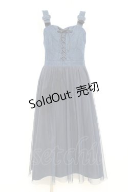 画像1: F i.n.t / フロントレースアップチュールドッキングジャンパースカート F インディゴ Y-26-02-19-133-CA-OP-SZ-ZY