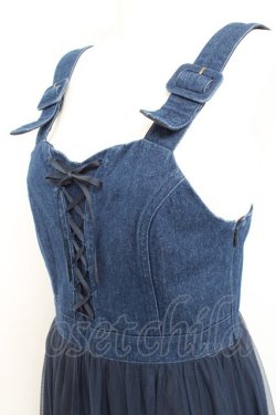 画像3: F i.n.t / フロントレースアップチュールドッキングジャンパースカート F インディゴ Y-26-02-19-133-CA-OP-SZ-ZY