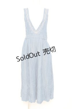 画像1: axes femme / バックレースアップ刺繍オールインワン M ブルー Y-26-02-19-134-AX-OP-SZ-ZS