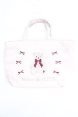 画像1: Maison de FLEUR / ベア刺繍トートバッグ F ピンク Y-26-02-19-013-LO-BG-SZ-ZS (1)