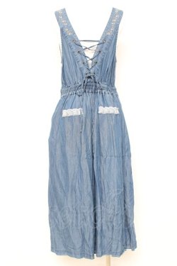 画像2: axes femme / バックレースアップ刺繍オールインワン M ブルー Y-26-02-19-134-AX-OP-SZ-ZY