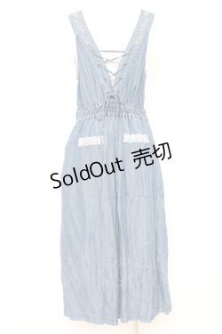 画像2: axes femme / バックレースアップ刺繍オールインワン M ブルー Y-26-02-19-134-AX-OP-SZ-ZS