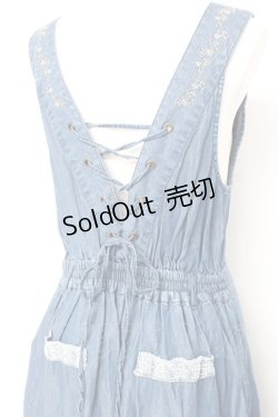 画像3: axes femme / バックレースアップ刺繍オールインワン M ブルー Y-26-02-19-134-AX-OP-SZ-ZS
