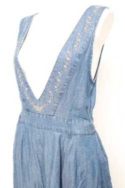 画像4: axes femme / バックレースアップ刺繍オールインワン M ブルー Y-26-02-19-134-AX-OP-SZ-ZY