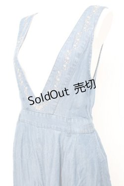 画像4: axes femme / バックレースアップ刺繍オールインワン M ブルー Y-26-02-19-134-AX-OP-SZ-ZS