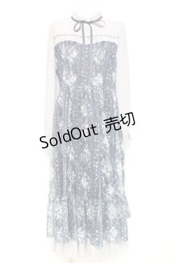 画像1: axes femme / フラワープリントレースワンピース F 紺 Y-26-02-19-138-AX-OP-SZ-ZY