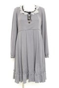 axes femme / ベロアリボンニットワンピース M グレー Y-26-02-19-141-AX-OP-SZ-ZY
