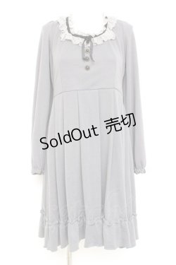 画像1: axes femme / ベロアリボンニットワンピース M グレー Y-26-02-19-141-AX-OP-SZ-ZT0303T