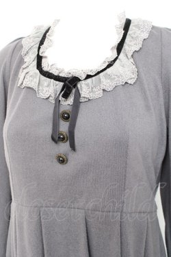 画像3: axes femme / ベロアリボンニットワンピース M グレー Y-26-02-19-141-AX-OP-SZ-ZY