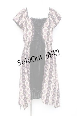 画像1: axes femme / フロントベロア花柄ワンピース M 黒 Y-26-02-19-145-AX-OP-SZ-ZI