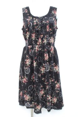 画像1: axes femme / ベロアプリントワンピース M 黒 Y-26-02-19-146-AX-OP-SZ-ZY