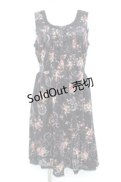 画像1: axes femme / ベロアプリントワンピース M 黒 Y-26-02-19-146-AX-OP-SZ-ZY