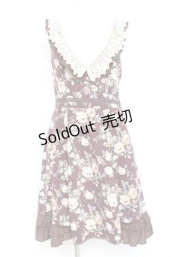 画像1: axes femme / 総バラ柄Backリボンワンピース M 茶 Y-26-02-19-147-AX-OP-SZ-ZY