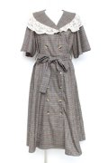 axes femme NOSTALGIE / W釦レース襟チェック柄ワンピース F 茶 Y-26-02-19-148-AX-OP-SZ-ZY