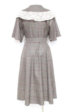 画像2: axes femme NOSTALGIE / W釦レース襟チェック柄ワンピース F 茶 Y-26-02-19-148-AX-OP-SZ-ZY
