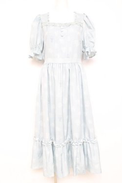 画像1: m petit by misako / NINA'S 花柄スクエアネックワンピース L サックス Y-26-02-19-153-LO-OP-SZ-ZY