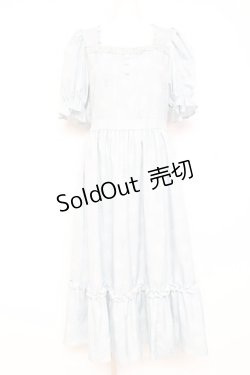 画像1: m petit by misako / NINA'S 花柄スクエアネックワンピース L サックス Y-26-02-19-153-LO-OP-SZ-ZY