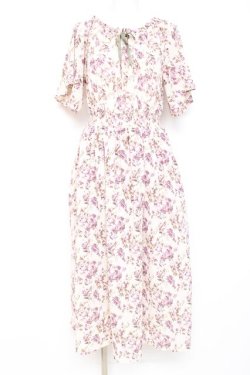 画像1: Fi.n.t  / 花柄フレアー袖オフショルワンピース F ラベンダー Y-26-02-19-155-LO-OP-SZ-ZY