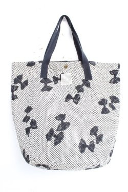 画像1: KANEKO ISAO / ドットリボンバケツバッグ  オフ×黒 Y-26-02-19-015-EL-BG-SZ-ZY