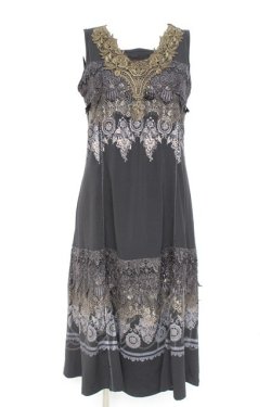 画像1: Rozen Kavalier / レースプリントノースリーブワンピース  黒 Y-26-02-19-158-OO-OP-SZ-ZY