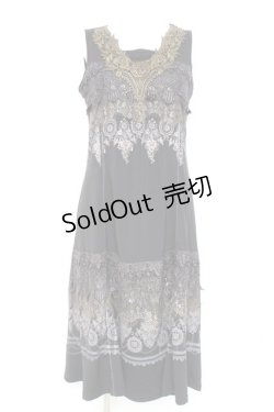 画像1: Rozen Kavalier / レースプリントノースリーブワンピース  黒 Y-26-02-19-158-OO-OP-SZ-ZS