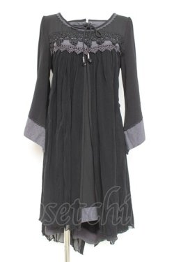 画像1: Rozen Kavalier / レイヤード風切替ワンピース  黒 Y-26-02-19-159-OO-OP-SZ-ZY