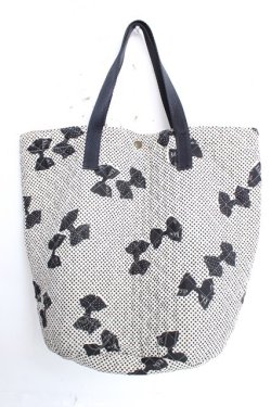 画像2: KANEKO ISAO / ドットリボンバケツバッグ  オフ×黒 Y-26-02-19-015-EL-BG-SZ-ZY