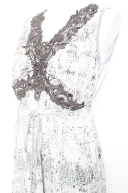 画像3: OZZ ANGELO / レース装飾刺繍ワンピース  グレー Y-26-02-19-161-OO-OP-SZ-ZY