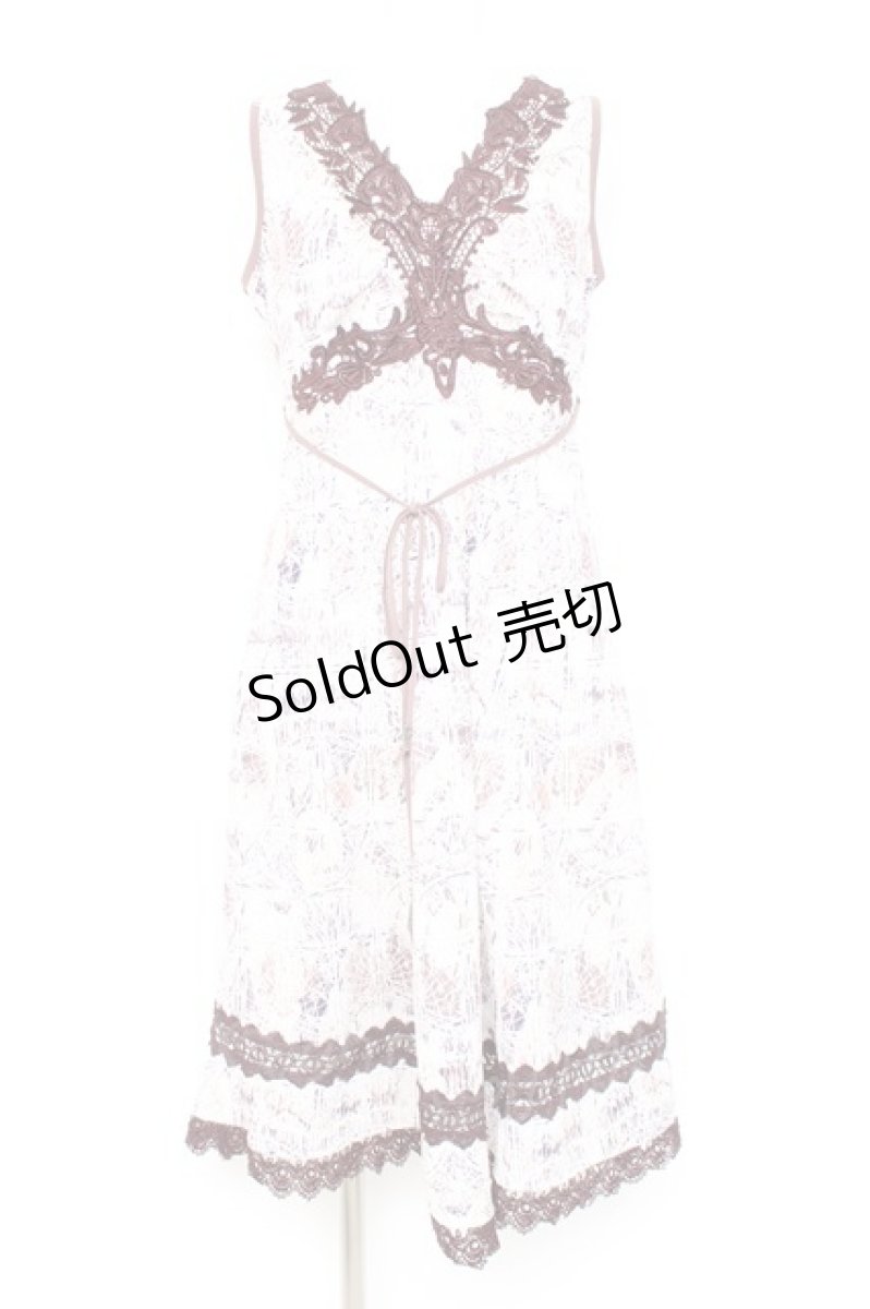 画像1: OZZ ANGELO / レース装飾刺繍ワンピース  ワイン Y-26-02-19-162-OO-OP-SZ-ZI (1)
