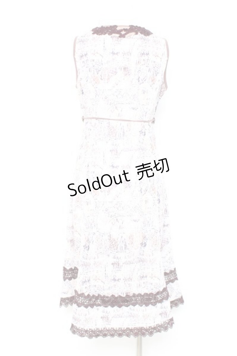 画像2: OZZ ANGELO / レース装飾刺繍ワンピース  ワイン Y-26-02-19-162-OO-OP-SZ-ZI (2)