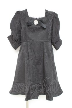 画像1: DearMyLove / ジャガードパワショルビジューワンピース M 黒 Y-26-02-19-165-EL-OP-SZ-ZY