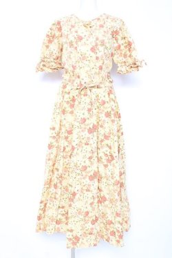 画像1: KETTY / フラワー柄ワンピース M イエロー Y-26-02-19-177-EL-OP-SZ-ZY