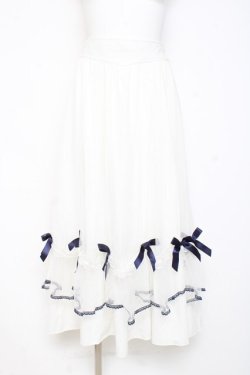 画像1: axes femme POETIQUE / マリンチュールリボンスカート M 白 Y-26-02-19-183-AX-SK-SZ-ZY