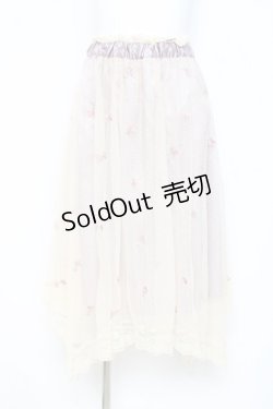 画像1: axes femme / 小花刺繍イレヘムスカート M ラベンダー Y-26-02-19-184-AX-SK-SZ-ZY