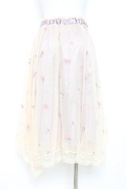 画像2: axes femme / 小花刺繍イレヘムスカート M ラベンダー Y-26-02-19-184-AX-SK-SZ-ZY