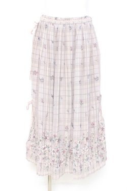 画像1: axes femme / サイドリボンプリーツスカート M 淡ピンク Y-26-02-19-185-AX-SK-SZ-ZY