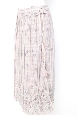 画像2: axes femme / サイドリボンプリーツスカート M 淡ピンク Y-26-02-19-185-AX-SK-SZ-ZY