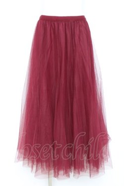 画像1: axes femme / ロングチュールスカート M ワイン Y-26-02-19-187-AX-SK-SZ-ZY