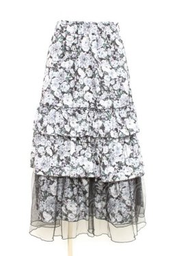 画像1: axes femme / フルールPTティアードスカート F 黒 Y-26-02-19-188-AX-SK-SZ-ZY