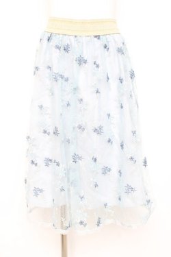 画像1: axes femme / 総刺繍ミディスカート M サックス Y-26-02-19-189-AX-SK-SZ-ZY