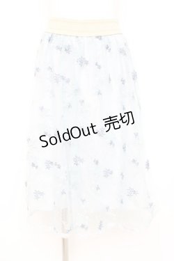画像1: axes femme / 総刺繍ミディスカート M サックス Y-26-02-19-189-AX-SK-SZ-ZY