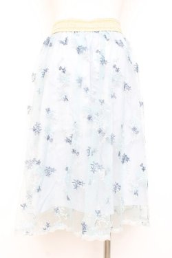 画像2: axes femme / 総刺繍ミディスカート M サックス Y-26-02-19-189-AX-SK-SZ-ZY