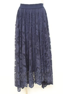 画像1: axes femme / レースサーキュラースカート F 紺 Y-26-02-19-192-AX-SK-SZ-ZY