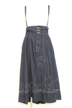 画像1: axes femme / サス付イレヘムデニムスカート L インディゴ Y-26-02-19-193-AX-SK-SZ-ZY